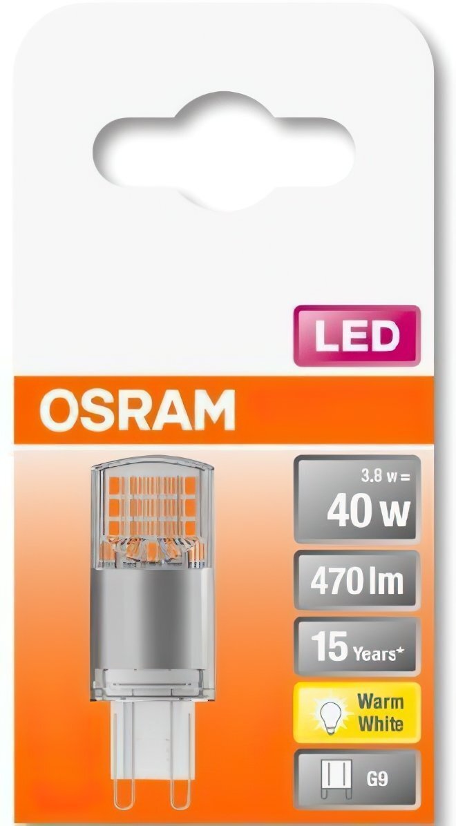 

OSRAM LEDPIN40 3,8W / 827 230V CL G9 10X1 (4058075432390)