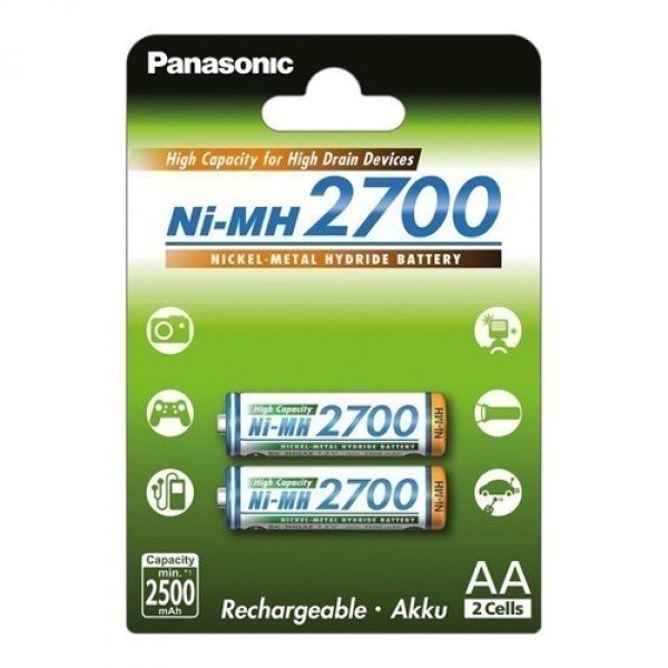 

PANASONIC High Capacity AA 2700 mAh 2BP Ni-MH (BK-3HGAE/2BE)