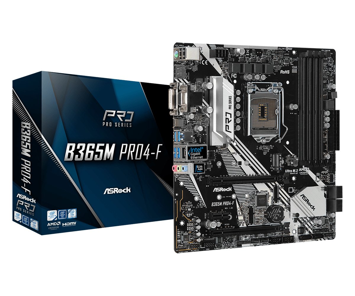 

AsRock B365M PRO4-F, Чёрный