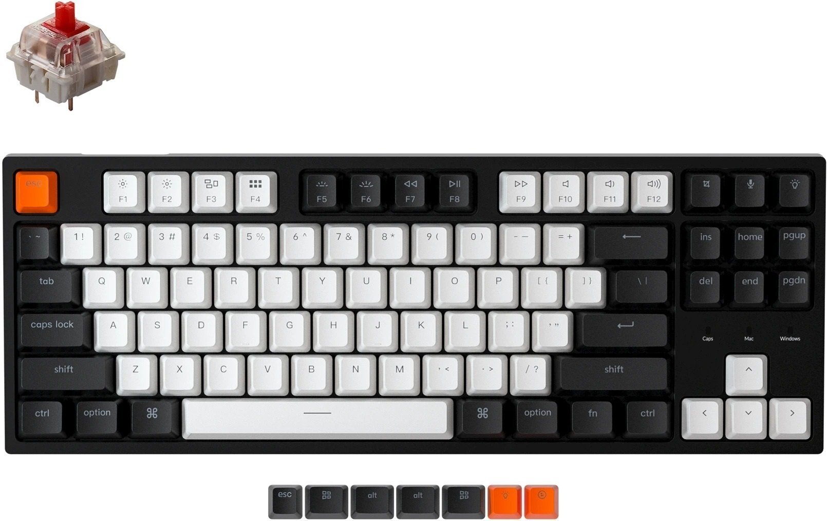 

KEYCHRON C1 Wired 87 keys, Gateron Switch RGB, Red (C1B1_KEYCHRON), Чёрный