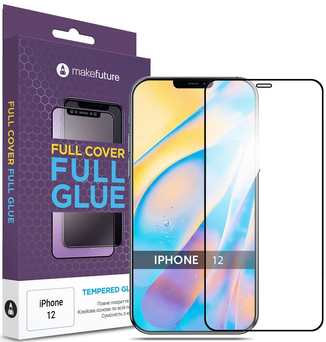 

MakeFuture для APPLE iPhone 12 Full Cover Full Glue (MGF-AI12), Чёрный