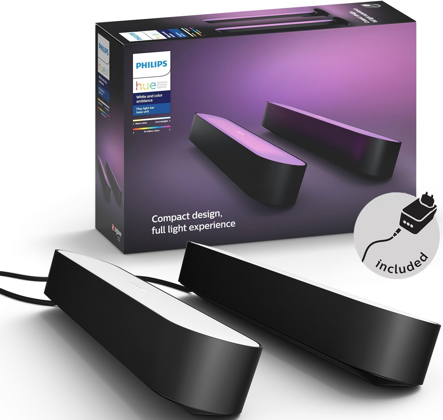 

PHILIPS Hue Play + БП, Color, димируемая, 2шт (915005939101), Чёрный