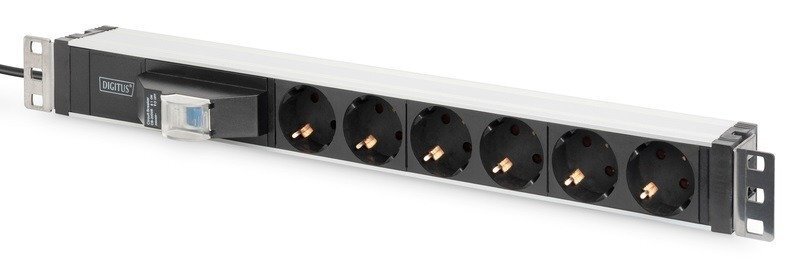 

DIGITUS 1U, 6xSchuko, 16A, 250V, автомат, вилка Schuko (DN-95417)