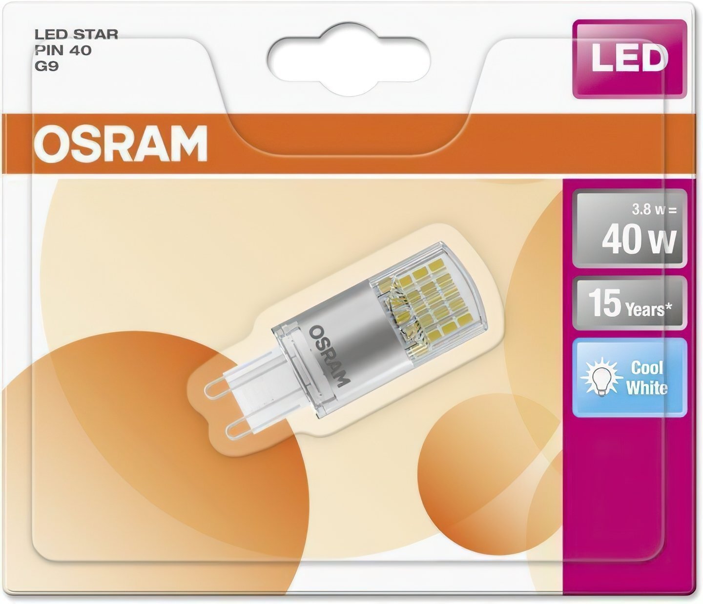

OSRAM LEDSPIN40 CL 3,8W / 840 230V G9 BLI1 (4058075812390)