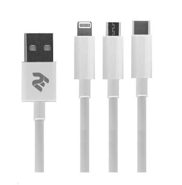 

2E 3in1 USB-C + microUSB + Lightning 1.2m White (2E-CCMTLAB-WT), Белый