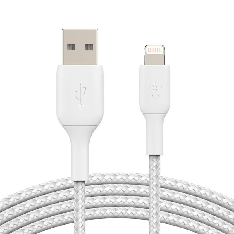 

BELKIN USB-A - Lightning, BRAIDED, 1m, white (CAA002BT1MWH), Белый