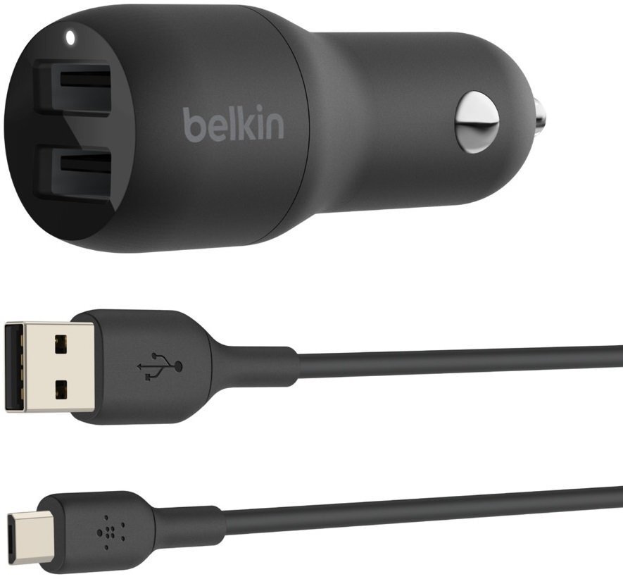 

BELKIN Car Charger 24W Dual MicroUSB 1m Black (CCE002BT1MBK), Чёрный