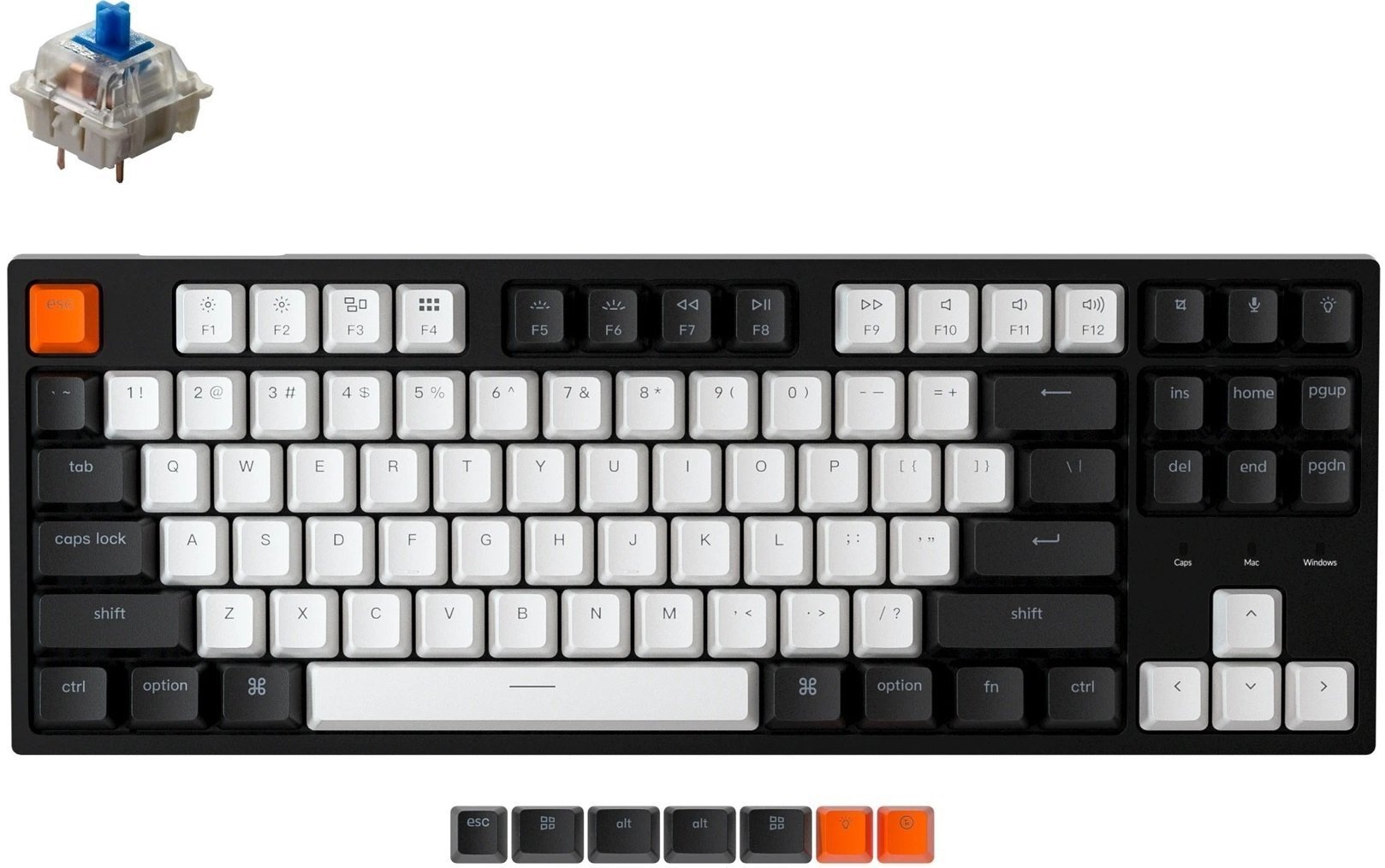 

KEYCHRON C1 Wired 87 keys, Gateron Switch RGB, Blue (C1B2_KEYCHRON)