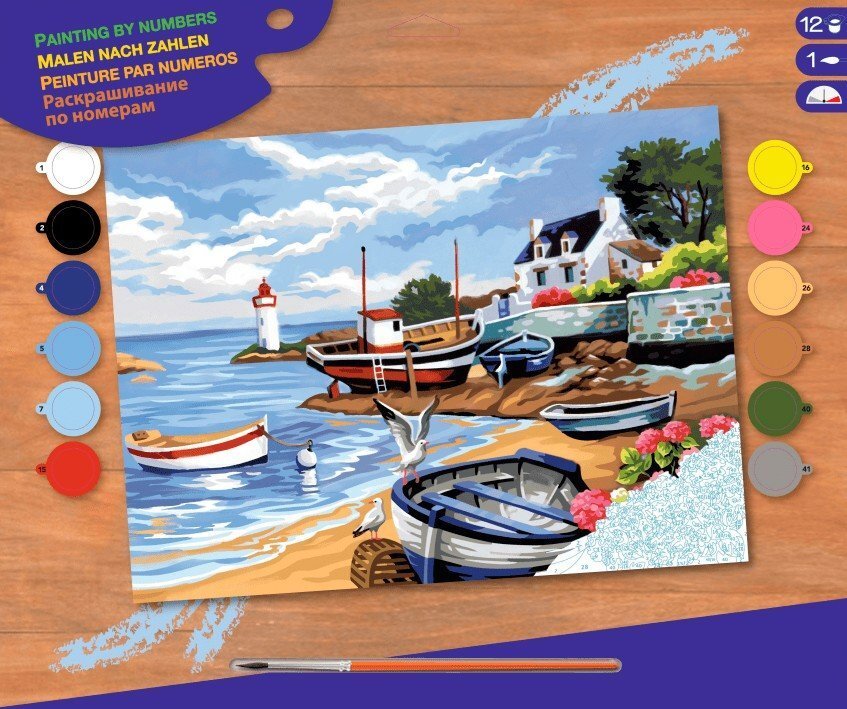 

Sequin Art PAINTING BY NUMBERS SENIOR Fishing Village (SA1035)