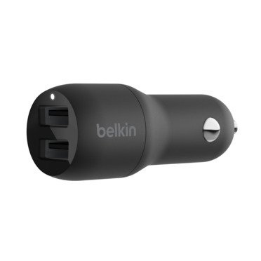 

BELKIN Car Charger 24W Dual USB-A Black (CCB001BTBK), Чёрный