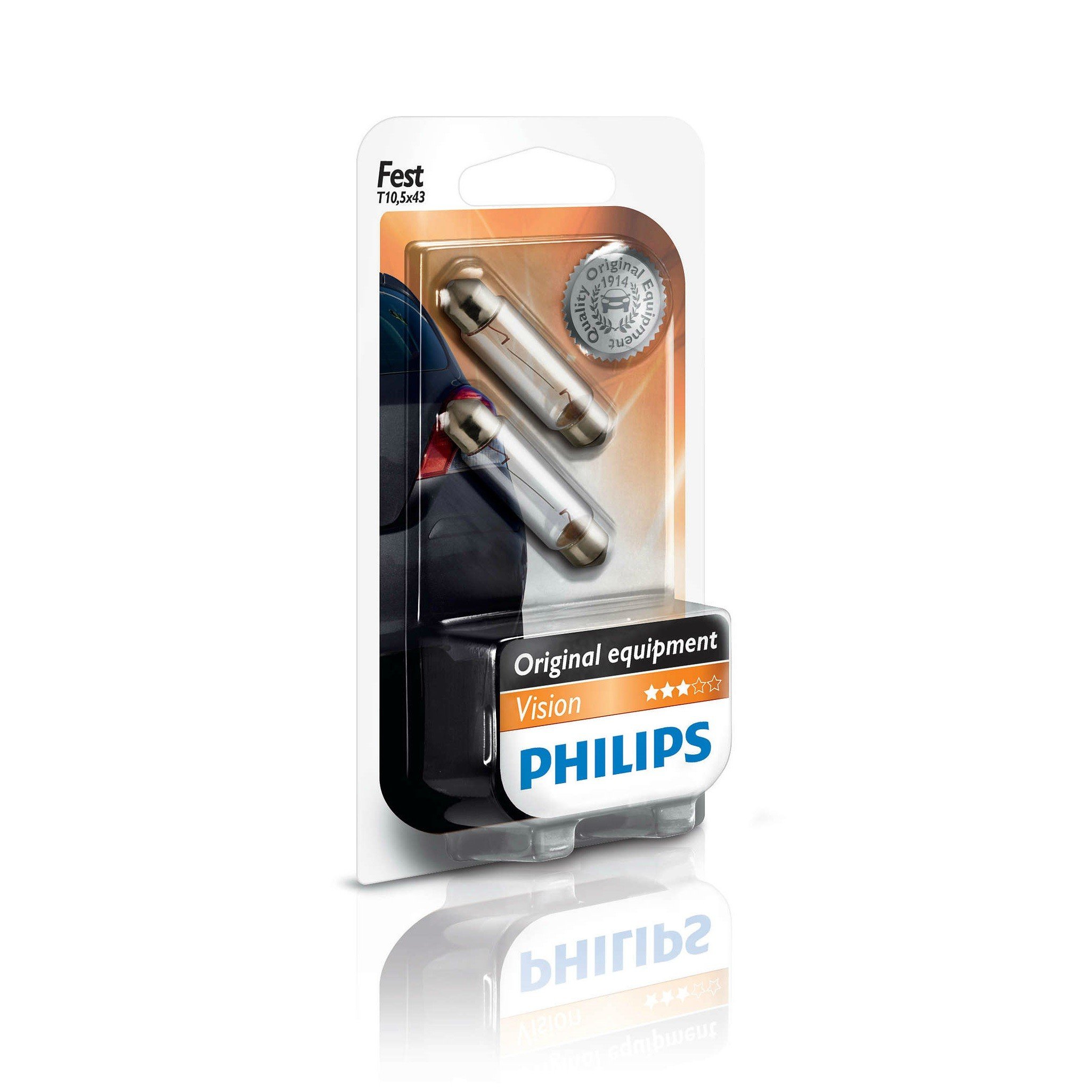 

PHILIPS Festoon T10.5X43, 2шт/блистер (12866B2)