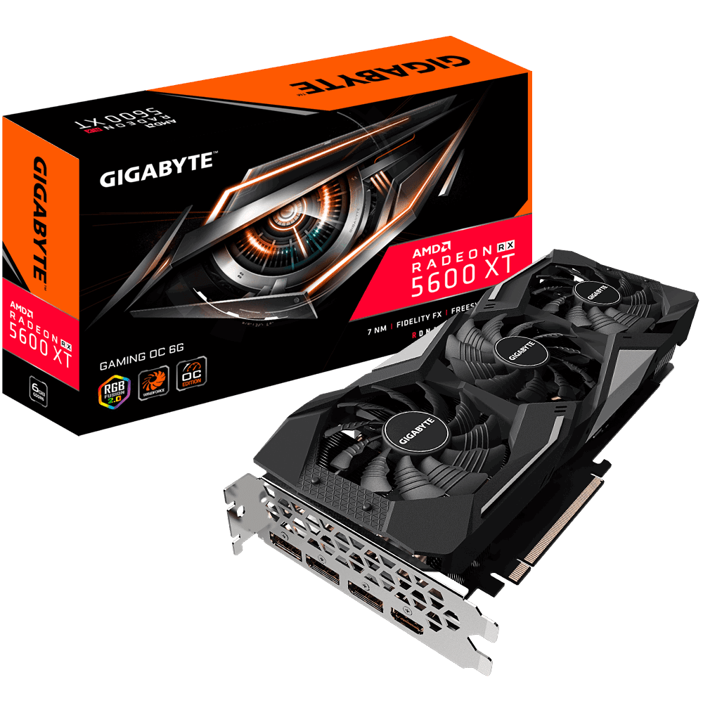 

GIGABYTE Radeon RX 5600 XT GAMING OC 6G (GV-R56XTGAMING_OC-6GD), Чёрный