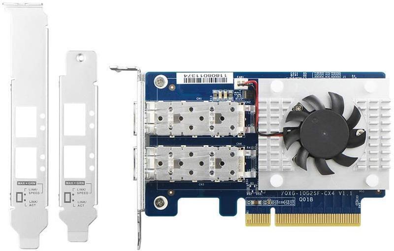 

QNAP Dual-port SFP+ 10GbE network expansion card PCIe Gen3 x8 (QXG-10G2SF-CX4)