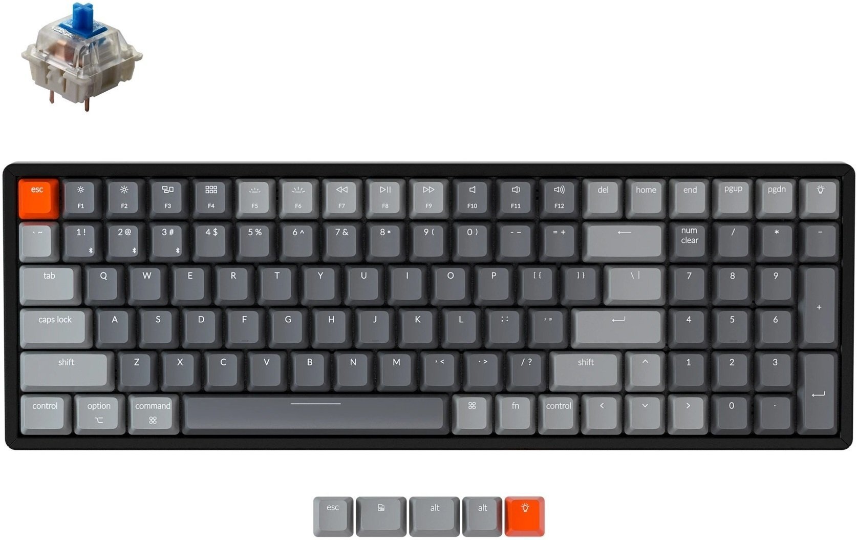 

KEYCHRON K4 100 keys, Aluminum Frame Hot-Swap Gateron RGB, Blue (K4J2_KEYCHRON), Чёрный
