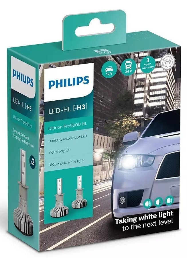 

PHILIPS H3 Ultinon Pro5000 + 160%, 2 шт / комплект (11336U50CWX2)