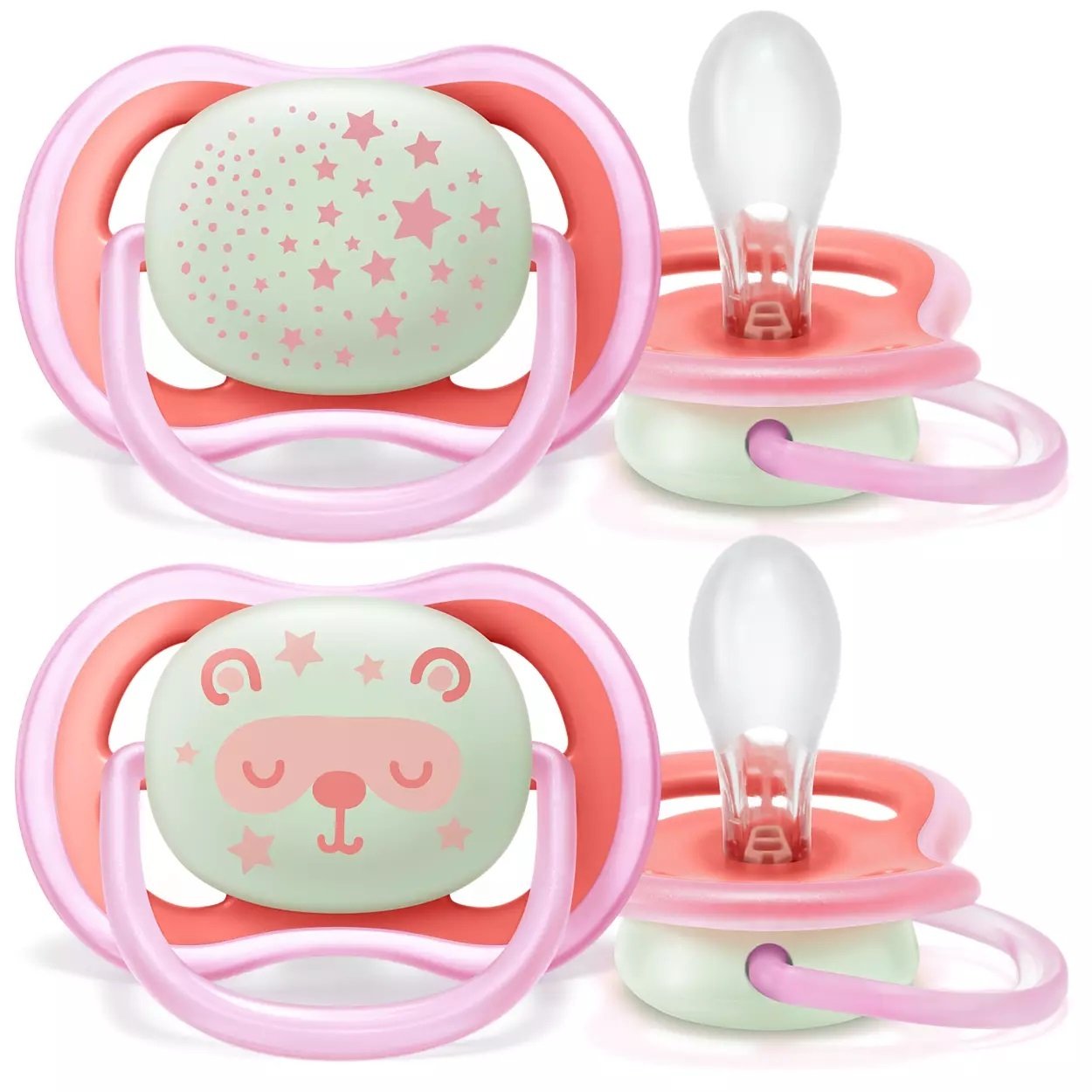 

PHILIPS Avent Ultra Air "Ночная" 6-18 мес., для девочек, 2шт. (SCF376/22), Розовый