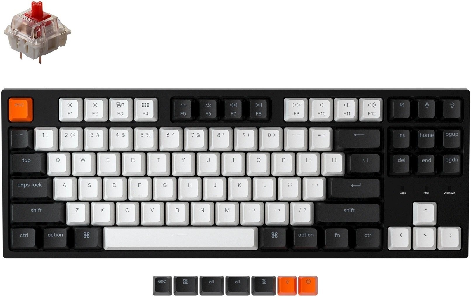 

KEYCHRON C1 Wired 87 keys, Hot-Swap Gateron Switch RGB, Red (C1H1_KEYCHRON), Чёрный