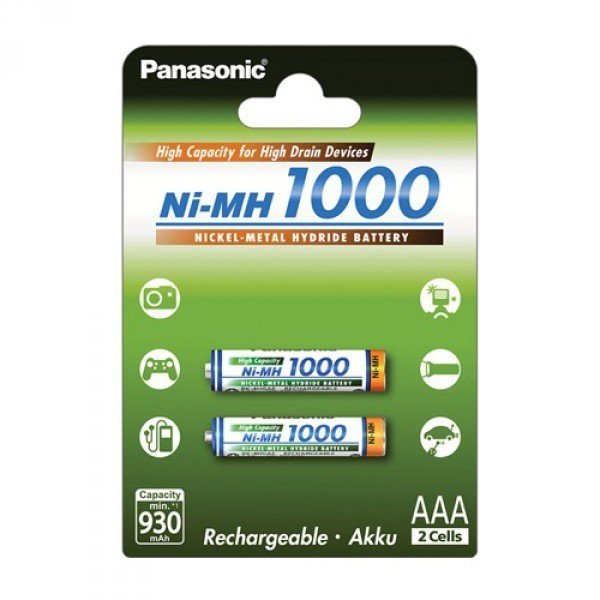 

PANASONIC High Capacity AAA 1000 mAh 2BP NI-MH (BK-4HGAE/2BE)