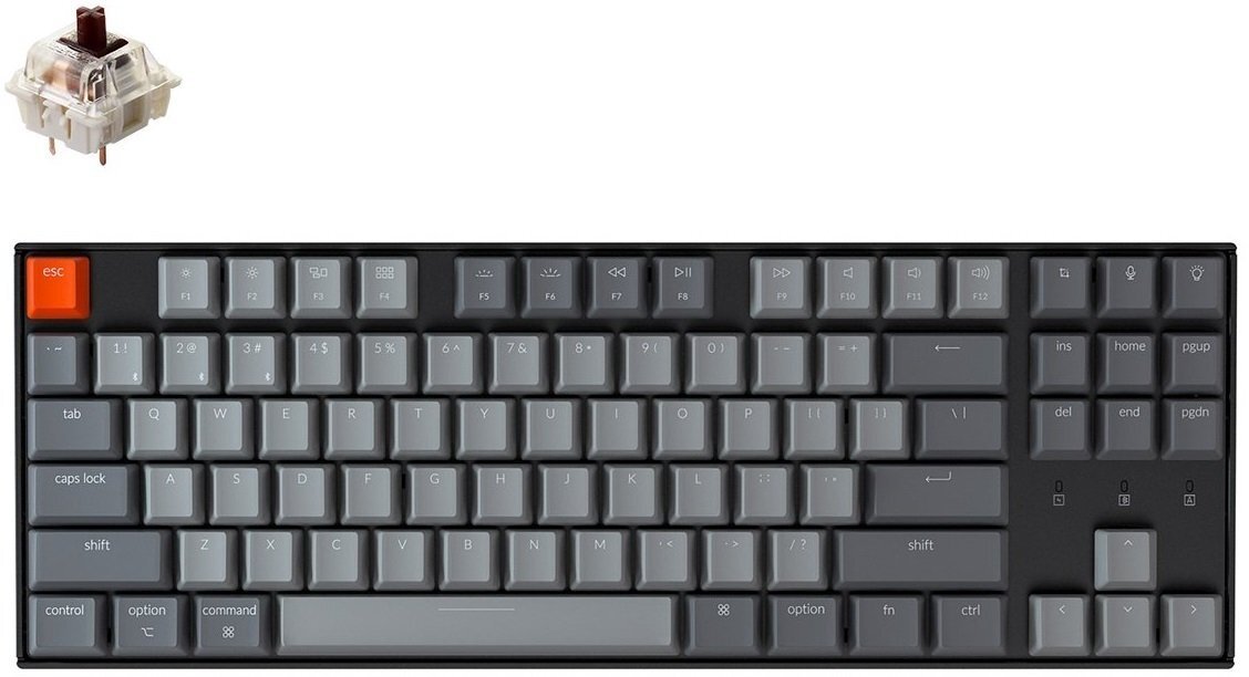 

KEYCHRON K8 87 keys, Gateron RED, Hot-Swap, White LED, Black (K8G1), Чёрный