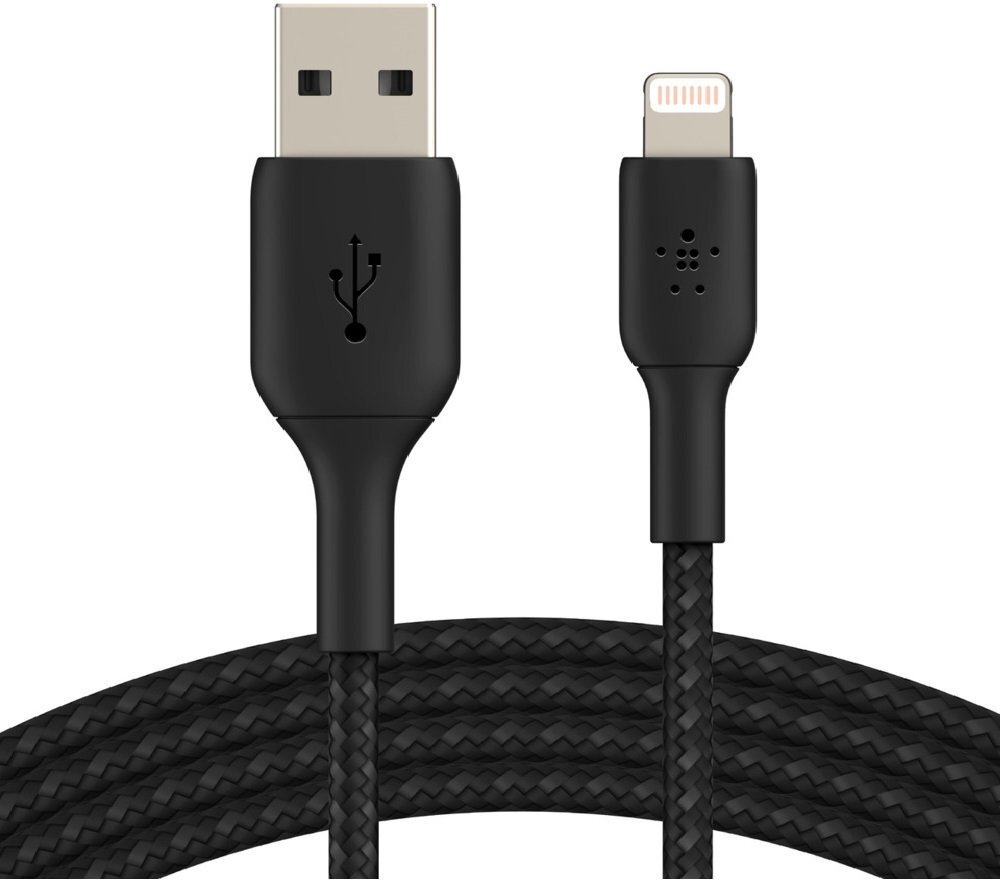 

BELKIN USB-A - Lightning, BRAIDED, 2m, black (CAA002BT2MBK), Чёрный