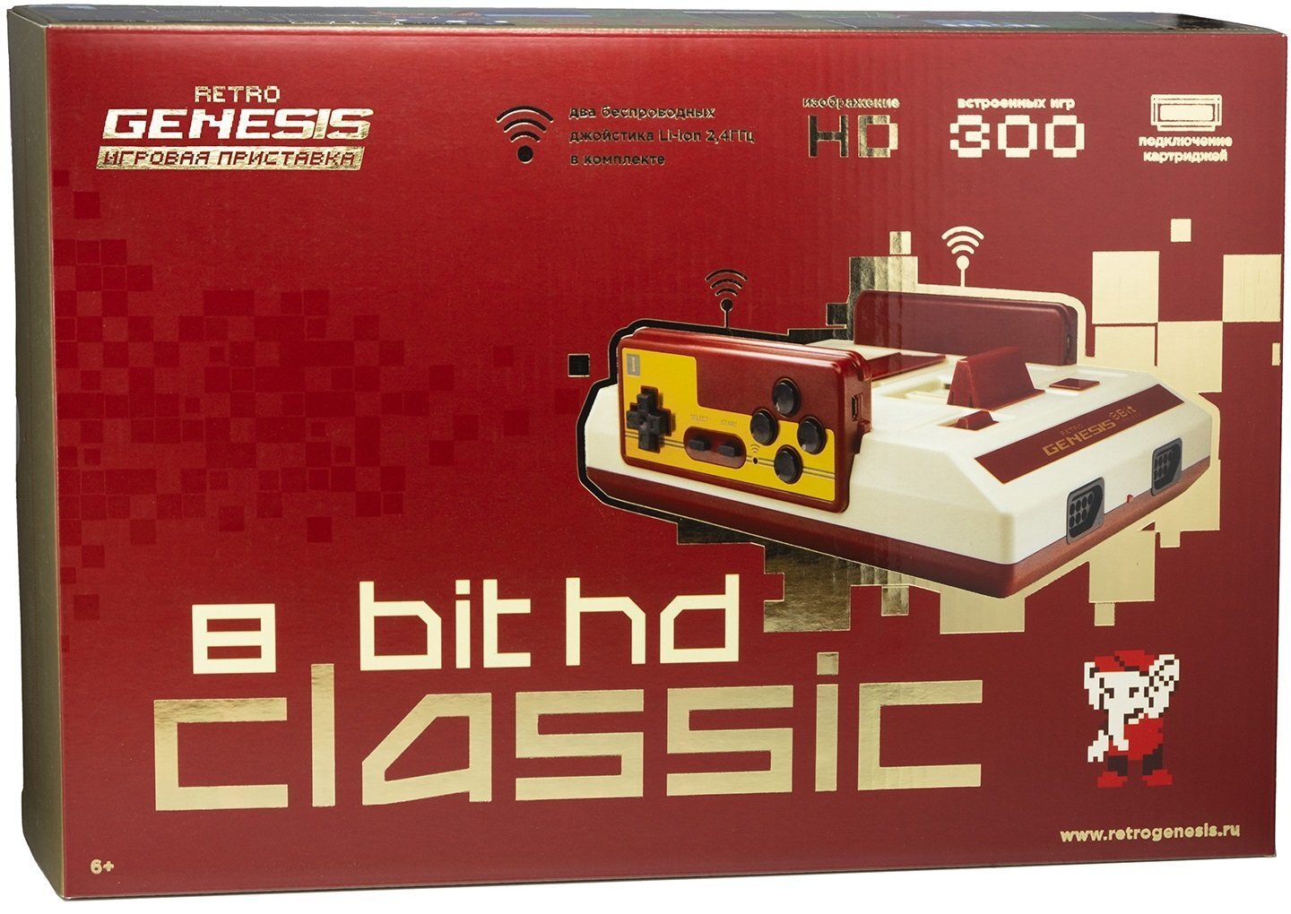 

Retro Genesis 8 Bit HD Classic (300 игр, 2 беспроводных джойстика, HDMI кабель) (CONSKDN89)