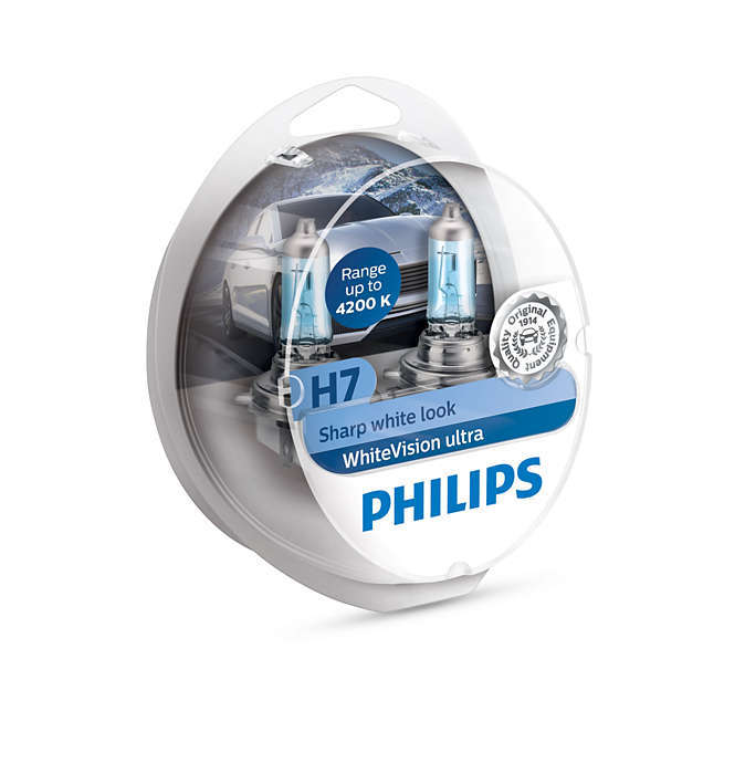 

PHILIPS H7 WhiteVision Ultra, 4200K, 2шт/блистер (12972WVUSM)