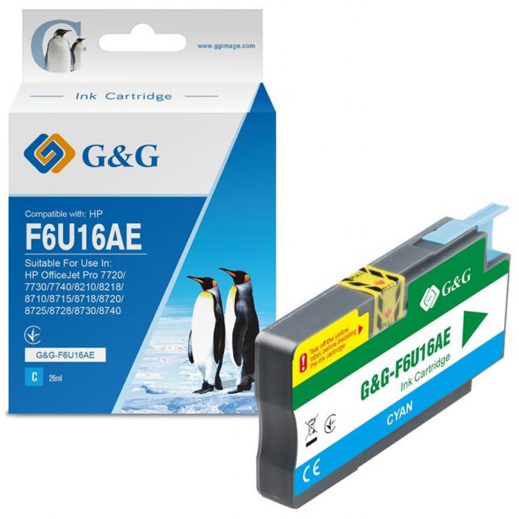 

G&G для HP No.953XL Officejet Pro 8210/8710/8720/8725/8730 Cyan (1600 стор) (G&G-F6U16AE)